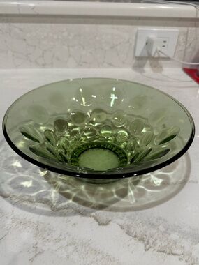Vintage Hazel Atlas "Eldorado" or "Reflection" green glass serving bowl